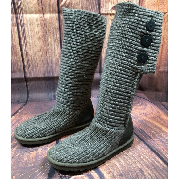UGG Cardy #5819 Gray Classic Tall Knit Sweater Boots Womens 8 / 39 (q8d) - Picture 2 of 10